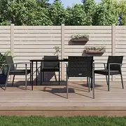5 Piece Garden Dining Set with Cushions Poly Rattan and Steel Patio Bar Sets