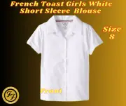 French Toast Girls School, Short Sleeve White Shirt, Pointy Collar Blouse,