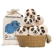 Handmade Wool Dryer Balls Fabric Softener Wrinkles Free Laundry 6-Pack Panda New