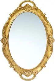 14.5"X10" Small Oval Gold Vintage Wall Mirror Antique Decorative Hanging