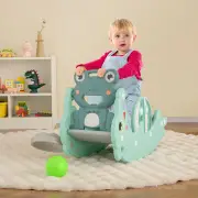 Costway3-in-1 Kids Slide Rocking Horse Set Convertible with Basketball Hoop-Green