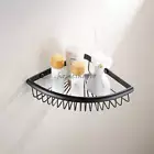 Black Wall Bathroom Shower Shelf Triangle Basket Corner Storage Rack Soap Holder