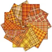Whaline 12Pcs Fall Cotton Fabric Bundles 10 x 10 Inch Autumn Buffalo Plaid Fat Quarters Plaid Quilting Patchwork Squares Sewing Fabrics for Harvest Thanksgiving DIY Handmade Craft Home Party Decor