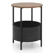 Giantex Side Table 2-Tier End Table Accent Coffee Table Bedside Table Nightstand Brown