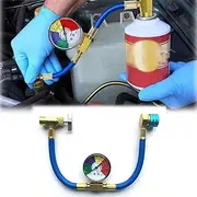 R1234YF Refrigerant Charge Hose Kit, AC Charge Hose with Gauge, Refrigerant Can Hose with Gauge, 1/2 LH Can Opener Tap and R1234YF Low Side Adapter, for Car AC Air Conditioning Refrigerant