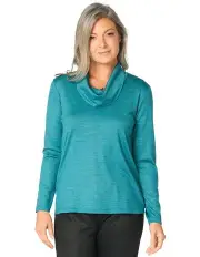 [Fella Hamilton] Hedrena Cowl Neck Long Sleeve Top in Ocean