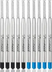 Ballpoint Pen Refill with Spring for Penneed B5/B6/B8 Pen Tactical Pen Parker Twist Action or Click Bold 1.0mm(Pack of 10) black+blue