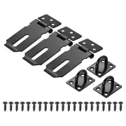 3Pcs 3 Inch Padlock Latch, Stainless Steel Barn Door Security Hasp Lock, Black