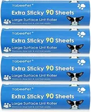 4-Pack Large Lint Roller Refills, 6.3''/16cm Giant Pet Hair Remover Roller for Pet Dog Cat Hair, Clothes&Furniture Cleaning, 90 Sheets per Roll (360 Sheets)