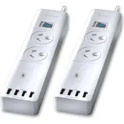 2pc Sansai Power Board 2 Way Outlets Socket 4 USB Charger Ports/Surge Protector