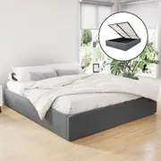 Toki Gas Lift King Bed Frame with Storage Grey
