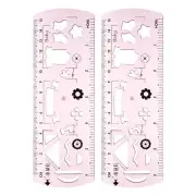 2pcs Unbreakable Flexible Rulers 15cm/6" Folding Plastic Ruler Light Pink