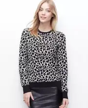 NWT Ann Taylor CHEETAH JACQUARD SWEATER black White Sz XS Metallic Shine Shimmer