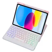360 Rotation Bluetooth Keyboard Leather Case For Ipad 10.9 2022 With Backlight Pink Keyboards