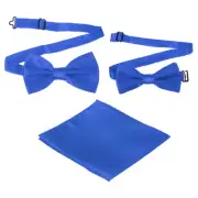 Bow Tie for Men, Adjustable Bow Ties with Pocket Square(Sapphire Blue, 2Size)