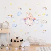 Cartoon Unicorn Castle Wall Stickers - PVC Decal Kids Room Nursery Decor Sticker