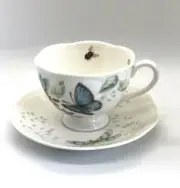 Lenox Cup & Saucer Set Butterfly Meadow Eastern Tailed Blue Bumble Bee