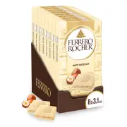 Premium Chocolate Bars, 8 Pack, White Chocolate Hazelnut, 3.1 Oz Each