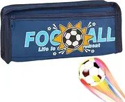 Pencil Case Boys - Pencil Case for Children - 2 Zip Compartments - Football Pencil Case Boys - School Pencil Case