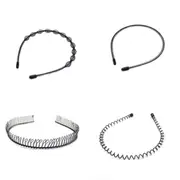Beakey 4 Pack Hair Band Metal Wavy Headband for Washing Face Sports-A