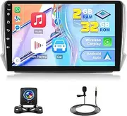 Carplay Stereo for Peugeot 208 2008 (2012-2018) with Sat Nav Android Auto,2G+32G Android 13 Radio 2 Din with 10 Inch Touchscreen Bluetooth WIFI FM RDS+Backup Camera