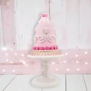 16.5" Pink Dome Cake On Stand Christmas Decor