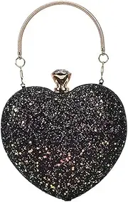 [Baluue] Handmade Heart Bag Sequins Women's Chain Cross Body Bag for Party Evening Wedding