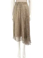 Green Silk Midi Skirt