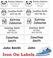 Large White Iron On Personalised Name Clothing Labels / Tags (47*15mm)