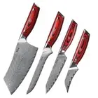4Pcs TURWHO Paring Knife + Utility Knife + Boning Knife + Cleaver Damascus Steel
