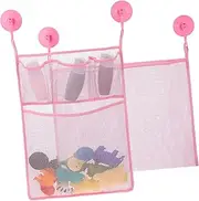 ERINGOGO 2 Pcs Bath Organizer Bags Capacity Mesh Storage Net Bags with Suction Cup Hooks for Quick Drying for Bathroom Everyday Item Storage
