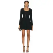 ZIMMERMANN Luminosity Black Knit Paneled Mini Dress AU 1 US S