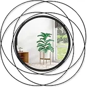 HLFMVWE Wall Mirror Mounted Black Small Round Decorative Mirrors, Circle Metal Art Mirror Home for Bathroom Vanity, Living Room or Bedroom