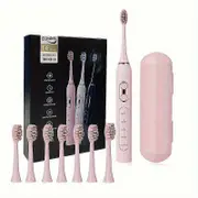 Ultrasonic Electric Toothbrush Kit For Adults, Rechargeable USB Toothbrush With 8 Soft Bristles Brush Heads, 5 Cleaning Modes, Waterproof Oral Care...