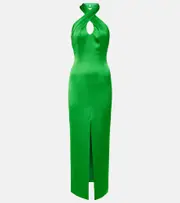 [Rasario] Rasario Halterneck satin midi dress AU 14 green