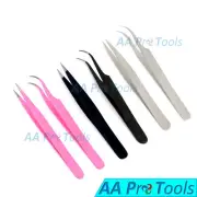 Eyelash Hair Extension Tweezers Remover Nail Art Straight and Curved Pointed Tip