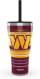Tervis Traveler NFL Washington Commanders - Hype Stripes Triple Walled Insulated Tumbler Travel Cup Keeps Drinks Cold & Hot, 30oz with Straw Lid, Stainless Steel