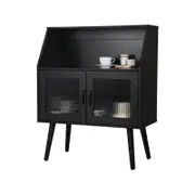 Oikiture Buffet Sideboard Fluted Door Black 99.5cm