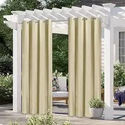 Pergola Drapes,Blackout Patio Curtains, Outside Decor with Rustproof Grommet for Pergola/Porch(2 Panel,52''W*83''L) Beige
