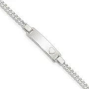 [JewelryWeb] 925 Sterling Silver Polished Engravable for boys or girls ID with Love Heart Bracelet Lobster Claw Measures 6mm Wide - 15 Centimeters