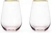 Garden Party: Rose Crystal Stemless Wine Glass Set by Twine