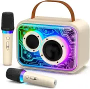 Portable Karaoke Machine D30-T with Wireless Microphones, RGB Lights, Bluetooth