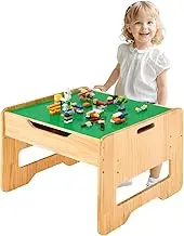 FUNLIO Wooden Kids Activity Table with Building Blocks（New Version）