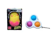 NeeDoh Chicka DeeDoos Easter Toy Squish & Squeeze Chick ~ PLUS Pop It Keychain