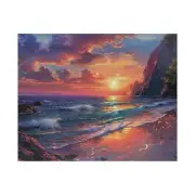 Puzzle, Beach Sunset 520-Piece Jigsaw Puzzle, Thomas Kinkade & Dan Mumford Style