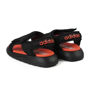 ADIDAS COMFORT SANDAL I 魔鬼氈 涼鞋 小童鞋 黑橘 NO.Y1607