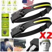 2X Waterproof COB Headlamp Night Buddy LED Sensor 230° Head Torch Headlight Lamp