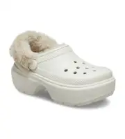 Crocs Stomp Lined 208546-160 Clog Men's 3 Ivory Faux Fur Slip On Shoes KHD1985