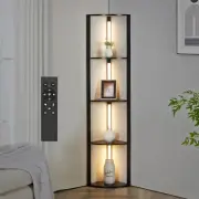 LED Corner Floor Lamp with 5 Tier Display Shelves 162cm Modern Storage Light
