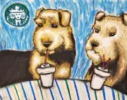 AIREDALE TERRIER Starbarks 8.5x11 Collectible Dog Art Print Signed Artist KSAMS